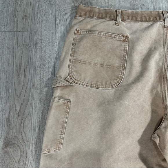 Vintage Carhartt Light Tan Carpenter Work Trousers Pants Waist 44 - Picture 8 of 13